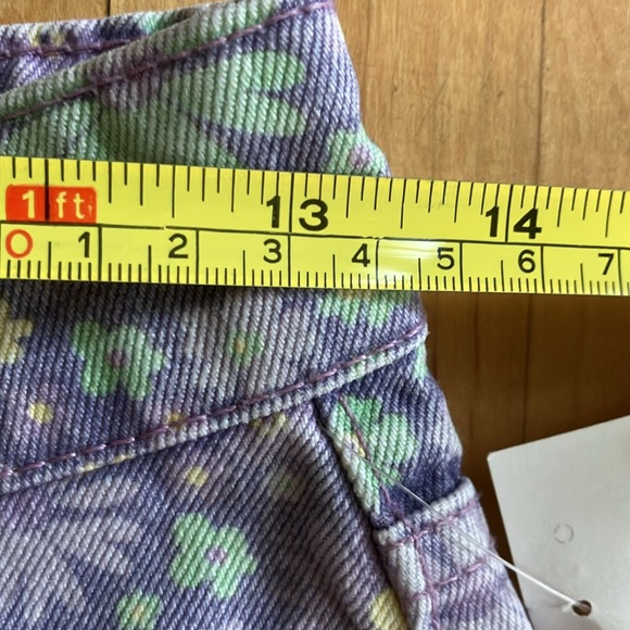 NEW Zara floral purple non-stretch denim shorts size 4 - Picture 7 of 14